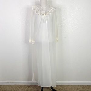Vintage Shadowline 100% Sheer White Peignoir Negligee Robe
